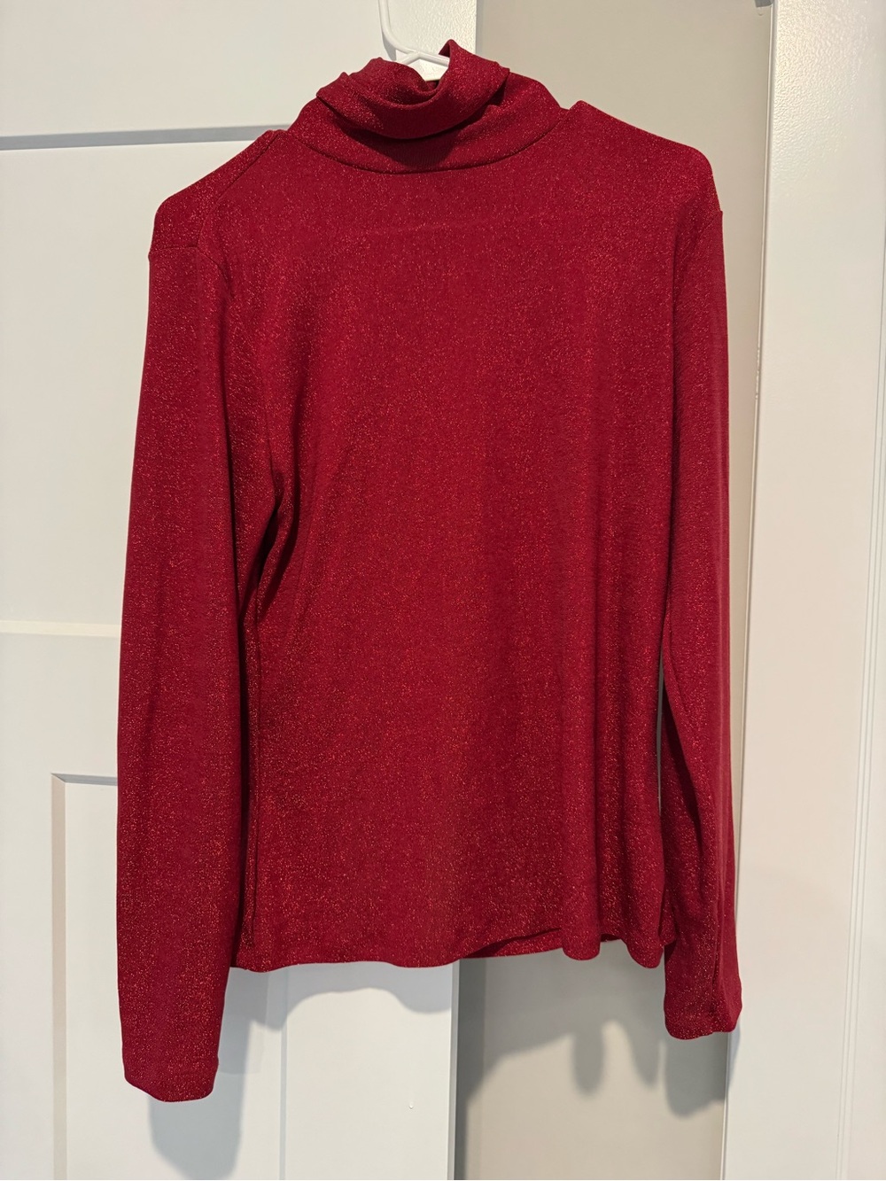 Grace + Karma Red Metallic Shimmer Turtleneck Top – Size L